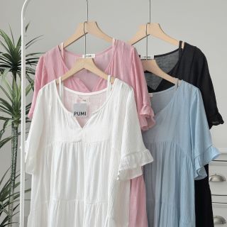 [SHOPPUMI] ĐẦM BBD DÁNG XÒE TAY NGẮN NÚT CÀI SAU NHIỀU MÀU FREESIZE PUMI 16136
