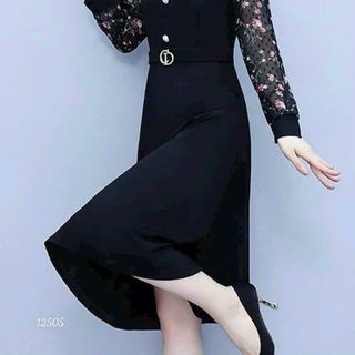 Đầm dự tiệc thiết kế dáng xoè dự tiệc chất liệu umi co giãn phối voan, mềm mại, tay dài, sang trong,thanh lịch HN05