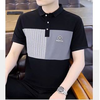 áo polo nam màu đen phối và in dập nổi cao cấp - giá sỉ cạnh tranh
