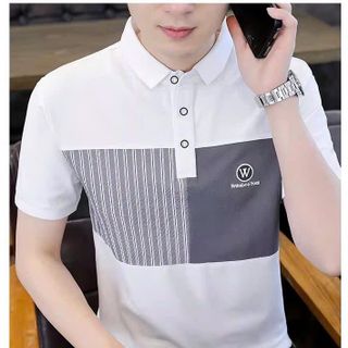 áo polo trắng phối và in dập nổi cao cấp - giá sỉ cạnh tranh