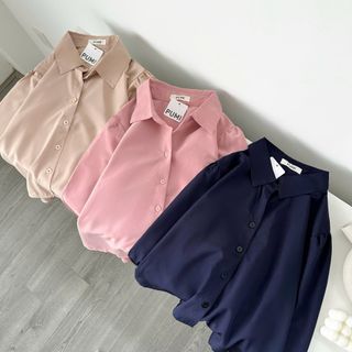 [SHOPPUMI] ÁO SƠ MI TAY PHỒNG DÁNG LỬNG NHIỀU MÀU FREESIZE DỄ PHỐI ĐỒ PUMI 16120