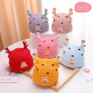 Mũ Nón Len Tai Hươu Chấm Bi Cho Bé 0-12 Tháng Tuổi Mềm Mại Co Giãn Tốt MAMI BABI