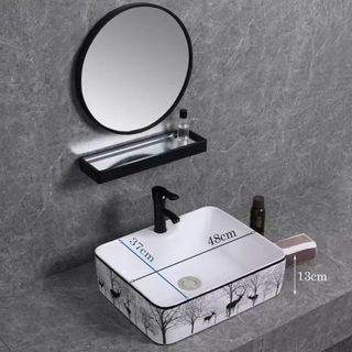 Chậu lavabo hươu nai họa tiết xinh đẹp kiểu đặt bàn M29H