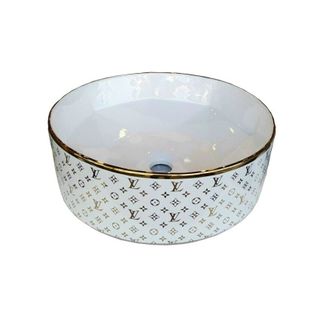 Chậu lavabo đặt bàn mạ vàng có họa tiết sang trọng S29G