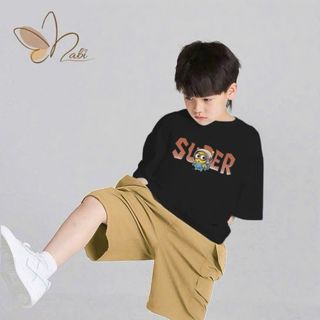 NB471 - Sét bé trai áo đen quần nâu SUPER LOSTO