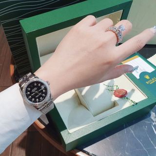 ĐỒNG HỒ NAM NỮ CAO CẤP RÔ LE DÂY THÉP MẶT KÍNH SAPHIRE VIỀN ĐÁ 4