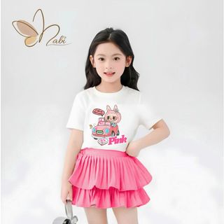 NB467 - Bộ bé gái váy hồng xinh xắn