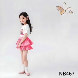 NB467 - Bộ bé gái váy hồng xinh xắn