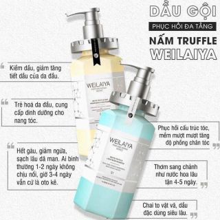 Cặp dầu gội xả phục hồi tóc Weilaiya chiết xuất nấm truffle chống lão hoá da đầu 450ml/chai