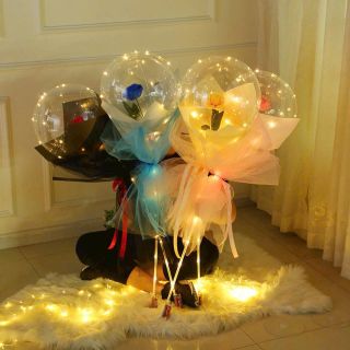 Set bộ quà tặng bóng bay hoa hồng có đèn led, bóng bay trong suốt làm quà tặng lễ siêu hot