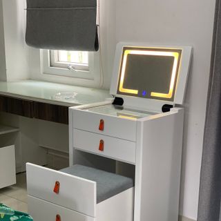 Bàn trang điểm thông minh LTD Decor , bàn phấn decor đèn led trang trí phòng ngủ sang trọng, gấp gọn tiện ích gỗ MDF