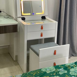 Bàn trang điểm thông minh LTD Decor , bàn phấn decor đèn led trang trí phòng ngủ sang trọng, gấp gọn tiện ích gỗ MDF
