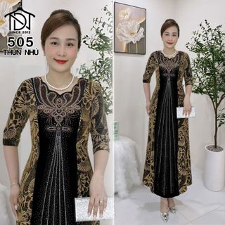 Đầm maxi dạ hội trung niên chất nhũ kim sa co giãn cực tốt cho mẹ dự tiệc sang trọng bigsize 80KG M505