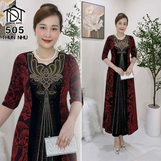 Đầm maxi dạ hội trung niên chất nhũ kim sa co giãn cực tốt cho mẹ dự tiệc sang trọng bigsize 80KG M505