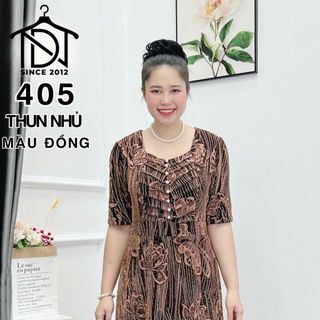 Đầm maxi trung niên dự tiệc sang trọng vải kim tuyến nhũ kim sa tặng mẹ co giãn tốt bigsize 80kg DN19