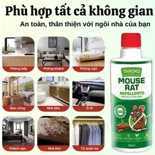 Chai Xịt Đuổi Chuột TAROKO 500ml Nhập Khẩu Đài Loan, Chiết Xuất Thiên Nhiên, Hương Quế An toàn Xua Đuổi Chuột, Gián
