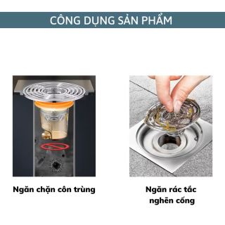 Nắp Đậy Cống Thoát Nước, Ngăn Mùi Thoát Sàn Nhà Tắm Chống Nghẹt Hiệu Quả