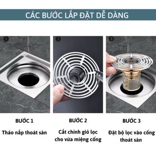 Nắp Đậy Cống Thoát Nước, Ngăn Mùi Thoát Sàn Nhà Tắm Chống Nghẹt Hiệu Quả