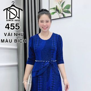 Đầm trung niên dự tiệc sang trọng vải kim tuyến nhũ kim sa tặng mẹ co giãn tốt bigsize 80kg M455
