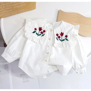 (Hàng Mới Về) Áo Sơ Mi Trắng Cho Bé Gái Dễ Thương, Màu Hồng, Màu Trắng, Áo Đi Học, Đi Chơi Phong Cách Hàn Quốc