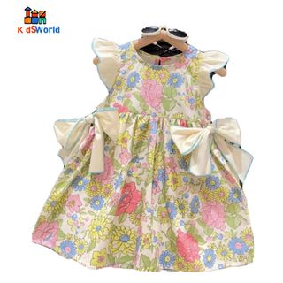 Váy Hoa Bé Gái Công Chúa, Chất Liệu Thô Đũi Xinh Xắn, Dễ Thương Đi Học, Đi Chơi