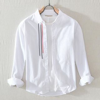 Áo Sơ Mi Nam Tay Dài Phong Cách Hàn Quốc Phối 4 Sọc Màu