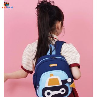 (Tặng Thẻ Tên) Balo Mầm Non Bé Trai, Bé Gái Hình Oto Chất Liệu Canvas Kích thước 28*25*10cm