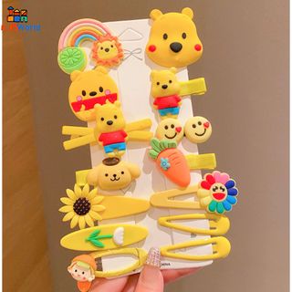 Phụ Kiện Tóc, Set Ghim Tóc 14 Chi Tiết Bé Gái, Cặp Tóc, Cài Tóc Hình Gấu Quả Dâu Hồng, Kuromi Tím, Màu Sắc Dễ Thương