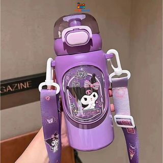 Bình Nước Uống Giữ Nhiệt Inox Cao Cấp Sario Bé Trai, Bé Gái Dung Tích 600ml, Hình Kuromi, Cinamon
