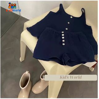 (Hàng Mới Về) Set Bộ Ba Lỗ Mùa Hè Bé Gái Dễ Thương, Phong Cách Hàn Quốc, Thấm Hút Mồ Hôi, Thoáng Mát, đi chơi, Du lịch
