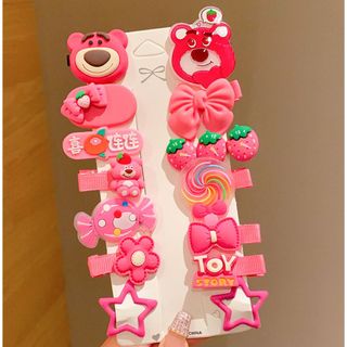 Set Ghim Tóc , Vỉ Cặp Tóc Cho Bé Gái Hình Gấu Dâu, Hoạt Hình, Màu Sắc Dễ Thương, Màu Hồng, Màu Cam, Màu Tím