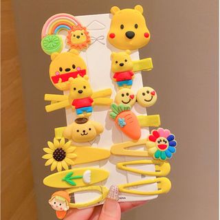 Set Ghim Tóc , Vỉ Cặp Tóc Cho Bé Gái Hình Gấu Dâu, Hoạt Hình, Màu Sắc Dễ Thương, Màu Hồng, Màu Cam, Màu Tím