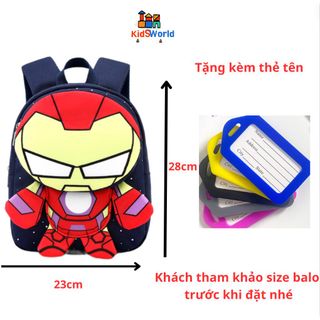 (Tặng Kèm Thẻ Tên) Balo Siêu Nhân, Siêu Nhân IronMan Cho Bé Trai,  Bé Gái, Balo Bé Mầm Non, Mẫu Giáo, Kích Thước 28*22*1