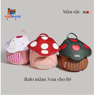(Tặng kèm thẻ tên) Balo Cao Cấp Chống Thấm Nước Mầm Non, Mẫu Giáo Bé Trai, Bé Gái Đi Học, Hình Nấm