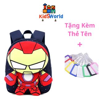 (Tặng Kèm Thẻ Tên) Balo Siêu Nhân, Siêu Nhân IronMan Cho Bé Trai,  Bé Gái, Balo Bé Mầm Non, Mẫu Giáo, Kích Thước 28*22*1