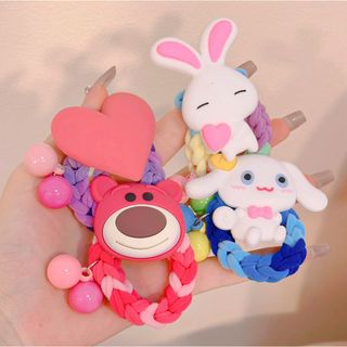 Dây Buộc Tóc Cho Bé Gái Dễ Thương Hình Gấu Dâu, Hình Thỏ, Hình Trái Tim
