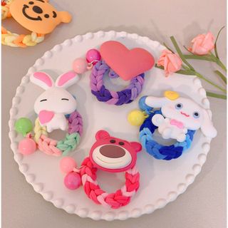 Dây Buộc Tóc Cho Bé Gái Dễ Thương Hình Gấu Dâu, Hình Thỏ, Hình Trái Tim