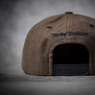 Mũ Har.Ley Davison Đen Nâu Da Lộn Snapback