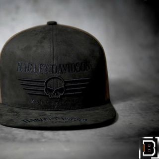 Mũ Har.Ley Davison Đen Nâu Da Lộn Snapback