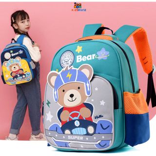 (Hàng Mới Về) Balo mẫu Giáo, Balo Mầm Non, Bé Đi Nhà Trẻ, Bé Trai, Bé Gái Hình Gấu Chất Canvas