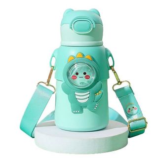 Bình Nước Giữ Nhiệt 520ml Inox 316, Bình Nhựa,Hoạ tiết Hình Gấu,Bình Đựng Nước Bé Trai,Bé Gái có Dây