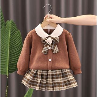 (Hàng QCCC) Set Áo+ Chân Váy Bé Gái Mùa Đông, Áo Len, Chân Váy Xếp Ly Caro Bé Gái, Set Đi Học, Bé Gái, Set Đi Chơi