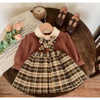 (Hàng QCCC) Set Áo+ Chân Váy Bé Gái Mùa Đông, Áo Len, Chân Váy Xếp Ly Caro Bé Gái, Set Đi Học, Bé Gái, Set Đi Chơi