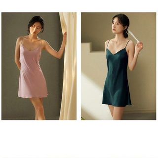 Váy Ngủ Lụa 2 Dây Dáng Ngắn Chất Liệu Lụa Pháp Cao Cấp Siêu Mềm Mại, Váy Lụa 2 Dây Mặc Ở Nhà MIE 2 Lớp Sexy [V12]