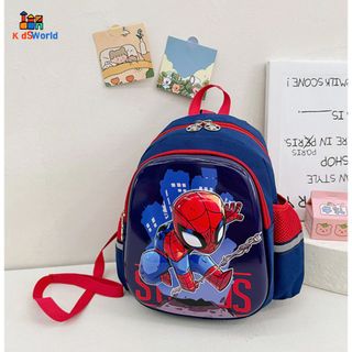 (Hàng Mới Về) Balo mầm non Bé Trai, Bé Gái Chống thấm nước In Hình 3D Siêu Nhân Nhện kích thước 30*23*11cm