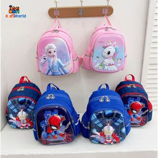 (Hàng Mới Về) Balo mầm non Bé Trai, Bé Gái Chống thấm nước In Hình 3D Siêu Nhân Nhện kích thước 30*23*11cm