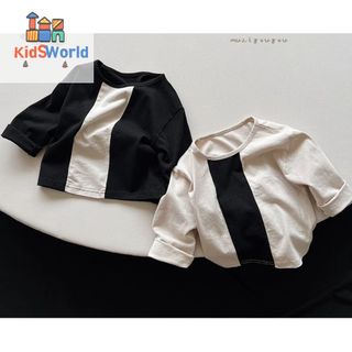 (Hàng QCCC) Áo Thun Cotton Dài Tay Cho Bé Trai, Bé Gái, Kiểu Dáng Basic, Màu Đen, Trắng