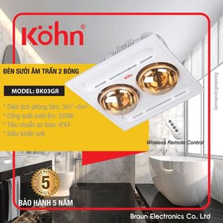 Đèn Sưởi Nhà Tắm / Treo Tường / Âm Trần / Cây Đứng Kohn Braun Chính Hãng/ Bảo Hành 5 Năm