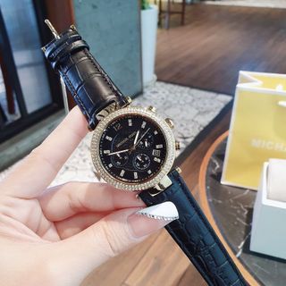ĐỒNG HỒ NỮ CAO CẤP M KORS DÂY DA PARKER CHONOGRAP 3