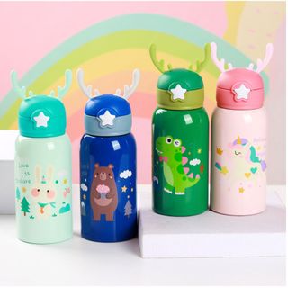 Bình Nước Giữ Nhiệt Sừng Hươu, Inox 316, Dung Tích 600ml, Dây Quai Đeo, Bình uống nước Bé Trai, Bé Gái